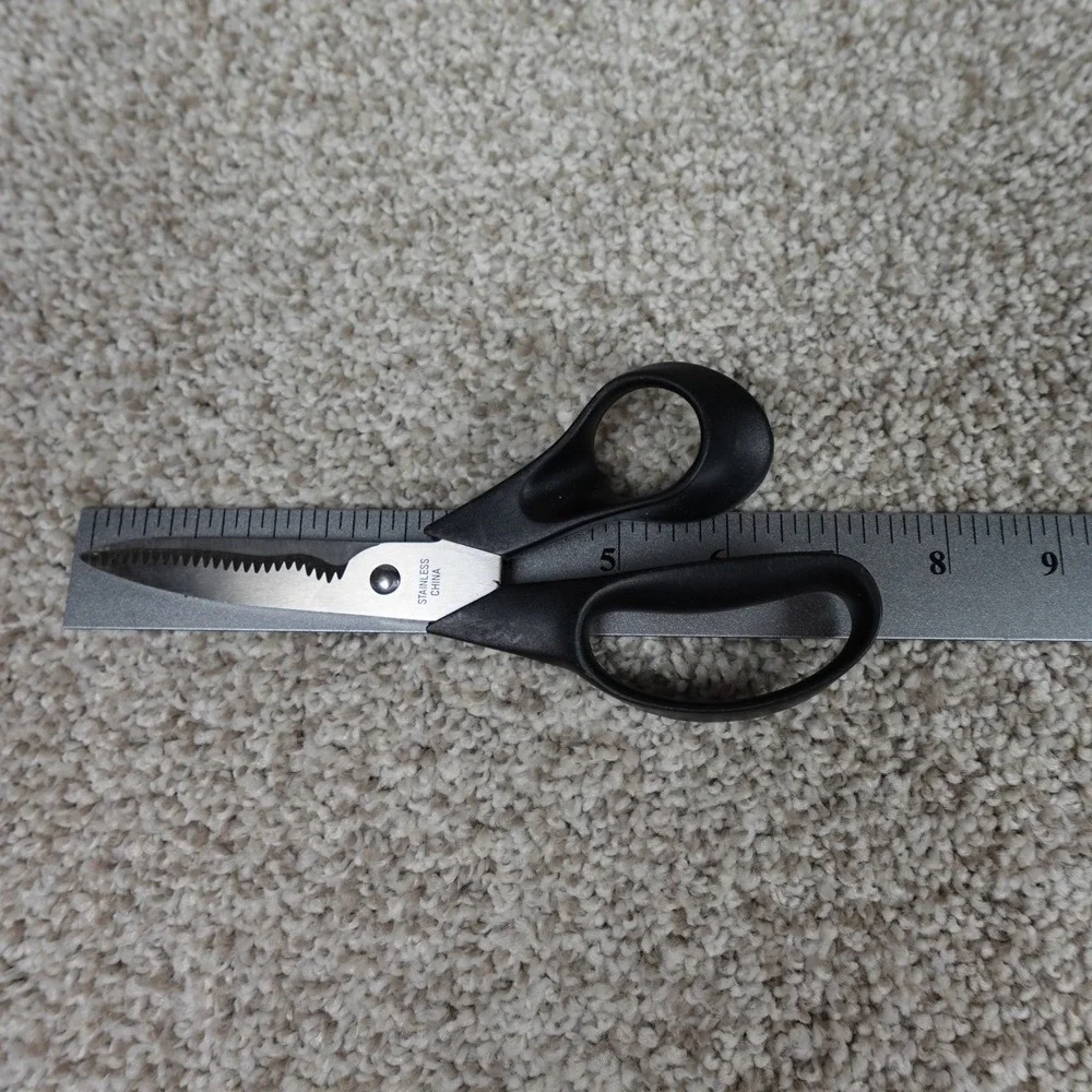 Stainless Steel Kitchen Shears‎ Utility Scissors Black Serrated Blade 7 Inch